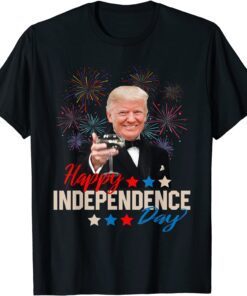 Donald Trump Happy 4th Of July American Flag Fireworks Tee Shirt