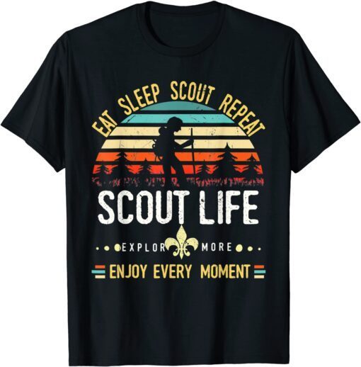 Eat Sleep Scout Repeat Vintage Scouting Scout Life T-Shirt