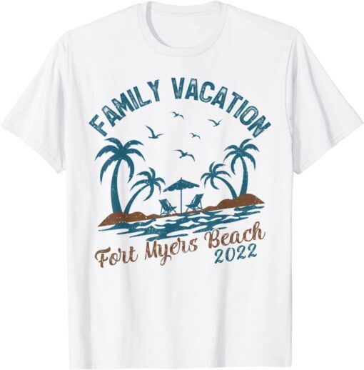 Family Vacation 2022 Palm Tree Florida Fort Myers Beach Tee Shirt