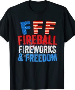 Fireball Fireworks Freedom 4th July American Flag Tee Shirt