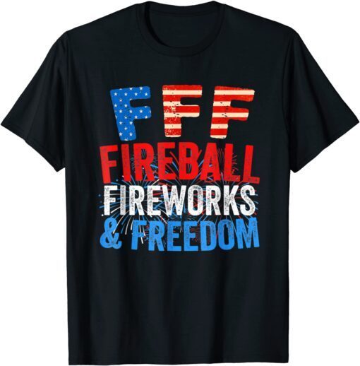 Fireball Fireworks Freedom 4th July American Flag Tee Shirt