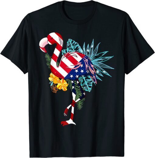 Flamingo American Flag Flamerica Patriotic 4th of July T-Shirt