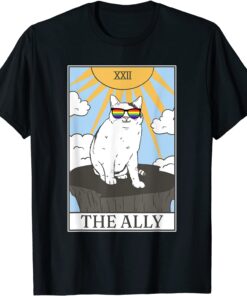 Gay Pride Pride Sunglasses Ally Cat Tarot Card Tee Shirt