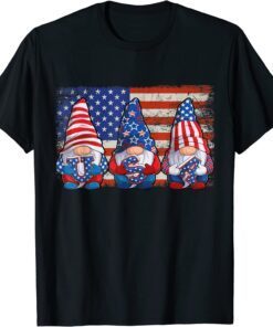 Gnomes Patriotic American Flag Cute Gnomes 4th Of July Tee Shirt