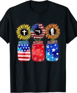 God Guns And Trump Sunflower 4th Of July American Flag Tee Shirt