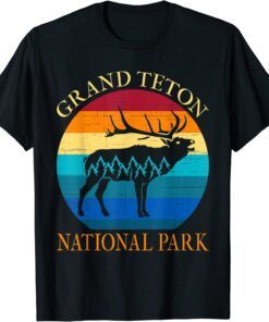 Grand Teton National Park Wyoming Vintage Retro Sunset Tee Shirt