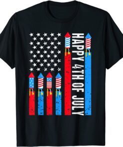 Happy 4th Of July American Flag Fireworks Patriotic Outfits Tee Shirt