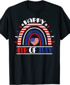 Happy 4th Of July American Flag Rainbow USA Patriotic T-Shirt