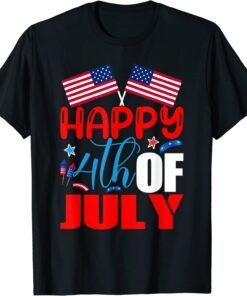 Happy 4th of July Independence Day USA American Flag Tee Shirt