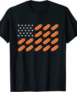 Hot Dog American Flag 4th of July Patriotic Party USA Tee Shirt