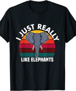 I Just Really Like Elephants Cute Vintage Elephant Lovers Tee Shirt