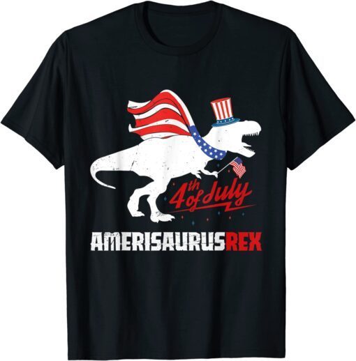 Independence Day American Flag T-Rex 4th of July Dinosaur Tee Shirt