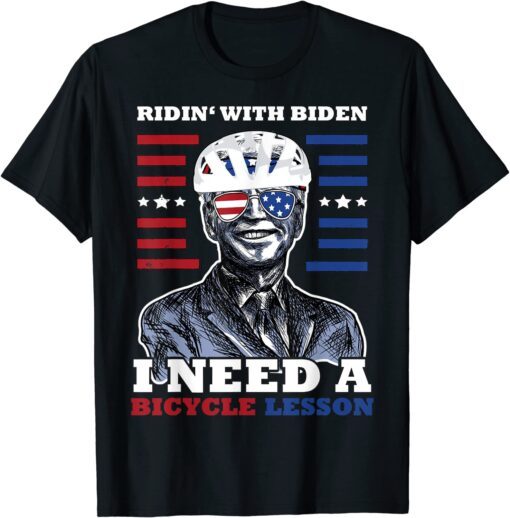 Joe Biden Bike Bicycle Bicycle Fall Trap America Flag Tee Shirt