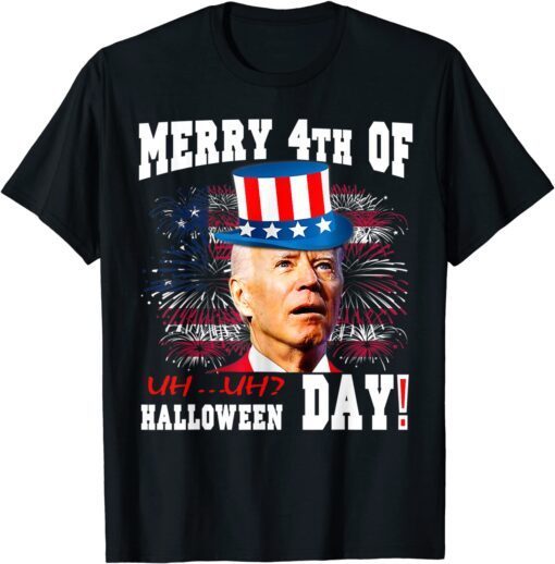 Joe Biden Merry 4th Of Halloween Day Fourth of July Flag T-Shirt