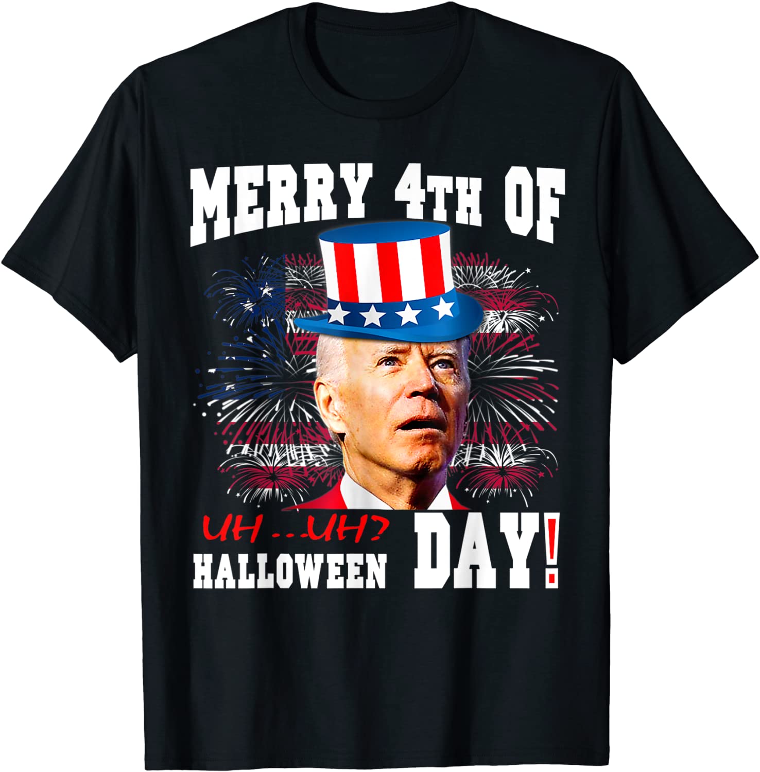 Joe Biden Merry 4th Of Halloween Day Fourth of July Flag Tee Shirt