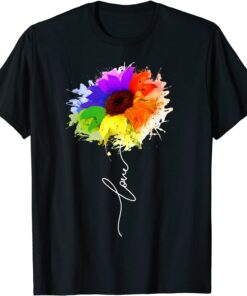 Love Sunflower LGBT Gay Lesbian Rainbow Flag Gay Pride Tee Shirt