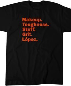 Makeup. Toughness. Stuff. Grit. Jorge López. Tee Shirt