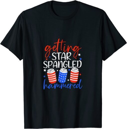 Merica 4th Of July Time To Get Star Spangled Hammered Tee Shirt