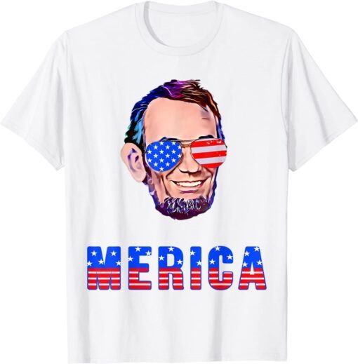 Merica American Flag USA Independence Day Abraham Lincoln Tee Shirt