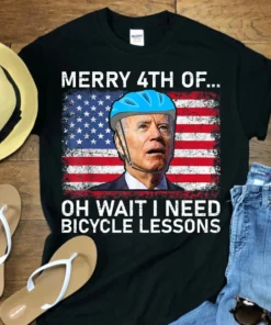 Merry 4th Of July, I Need Bicycle Lessons, Biden falling off bicycle Tee Shirt