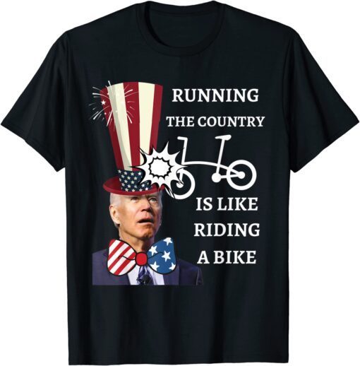 Merry 4th Of July Joe Biden falling off His Bicycle Tee Shirt