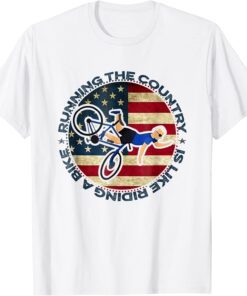 Merry 4th of July Biden Bike Bicycle falls Off Meme Tee Shirt