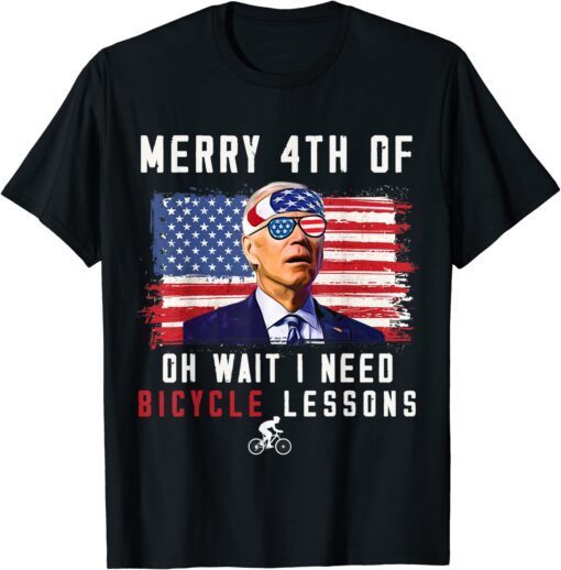 Merry 4th of July Biden Bike Bicycle falls Off Tee Shirt