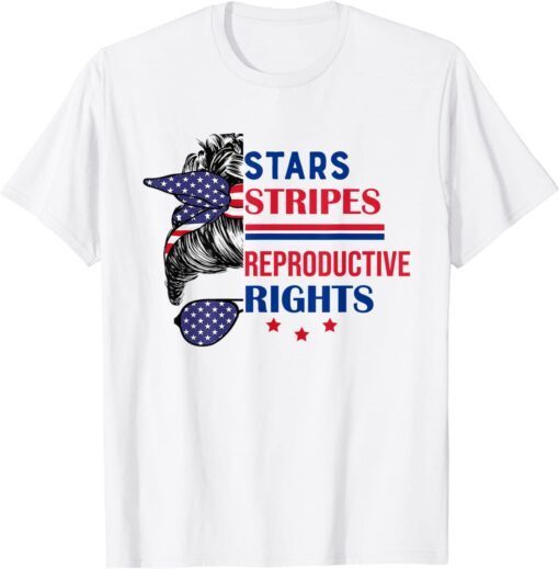 Messy Bun American Women Stars Stripes Reproductive Rights Tee Shirt