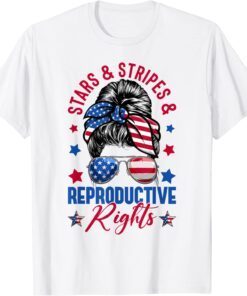 Messy Bun Stars Stripes Reproductive Rights Women's Rights Tee Shirt