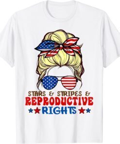 MessyBun Stars Stripes Reproductive Rights Patriotic America Tee Shirt