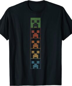Minecraft Creeper Big Face Rainbow Stack Tee Shirt