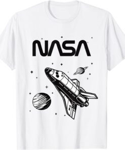 NASA Space Shuttle Saturn Planet Worm Logo Tee Shirt