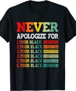 Never Apologize For Your Blackness Juneteenth Freedom 1865 Tee Shirt
