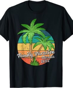 Palm Tree Vintage Sunset Family Vacation 2022 Florida Beach Tee Shirt