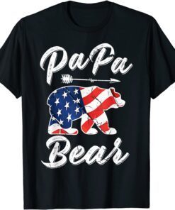 Papa Bear American Flag 4th of July Father's Day Tee Shirt