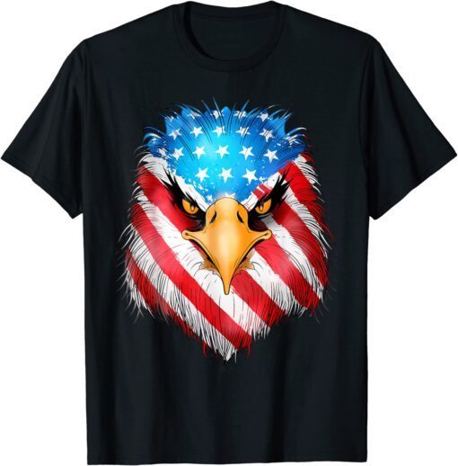 Patriotic Eagle 4th Of July USA American Flag Merica Tee Shirt