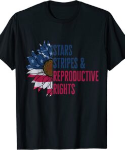 Patriotic Sunflower USA Stars Stripes Reproductive Right Tee Shirt