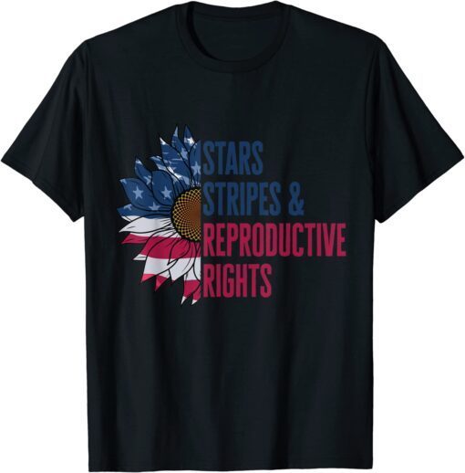 Patriotic Sunflower USA Stars Stripes Reproductive Right Tee Shirt