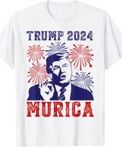 Patriotic Trump 2024 Murica Firework July 4th Tee Shirt