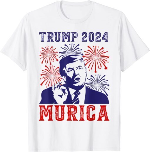 Patriotic Trump 2024 Murica Firework July 4th Tee Shirt