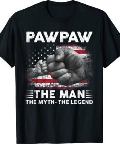 Pawpaw The Man The Myth The Legend American Flag Grandpa Tee Shirt