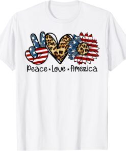 Peace Love America American Flag 4th Of July Tee Shirt