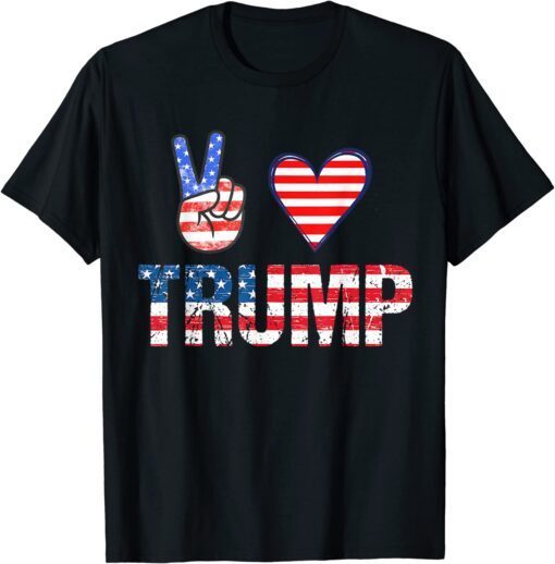 Peace love Trump 2024 America Flag I'll Be Back 4th Tee Shirt