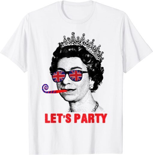 Platinum Jubilee. Queen & Union Jack Let’s Party Queen Tee Shirt