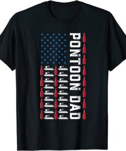 Pontoon Dad Boating American Flag July the 4th Fathers Day 2022 Shirt