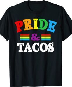 Pride & Tacos LGBT LGBTQ Gay Pride Rainbow Flag Taco Lover Tee Shirt