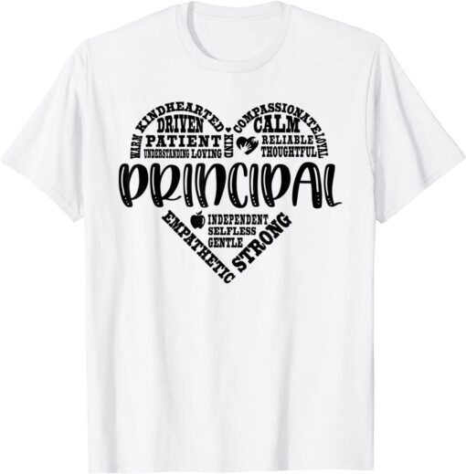 Principal Heart Typography School Principal Back To School Tee Shirt