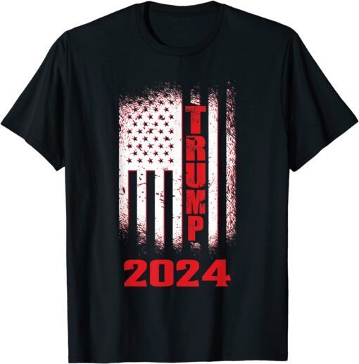 Pro-Trump 2024 45 47 Take America Back USA Flag Tee Shirt