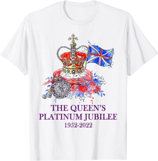 Queen Platinum Jubilee 2022 Union Jack Queen's Crown Jubilee Tee Shirt