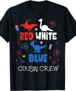 Red White & Blue Cousin Crew 4th of July USA Dinosaurs Tee Shirt